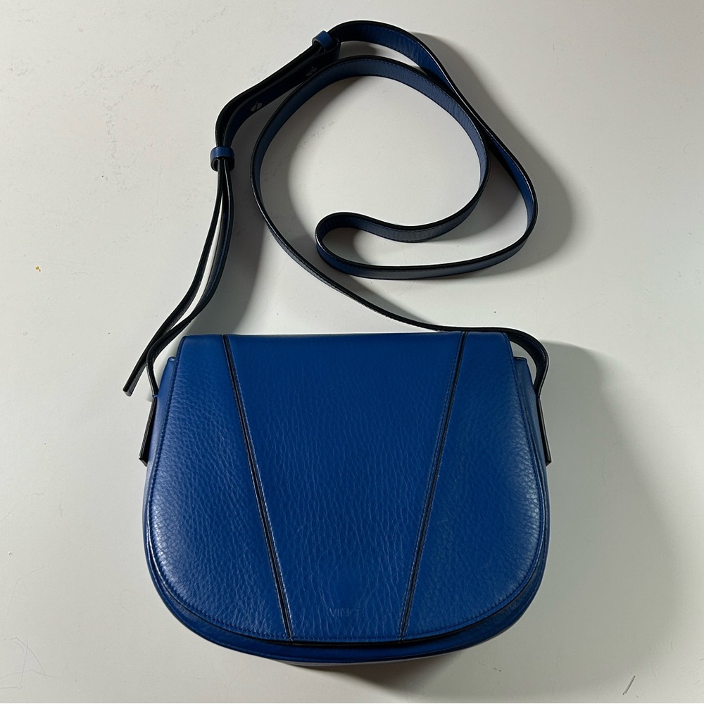 Vince Blue Leather Crossbody Saddle Bag